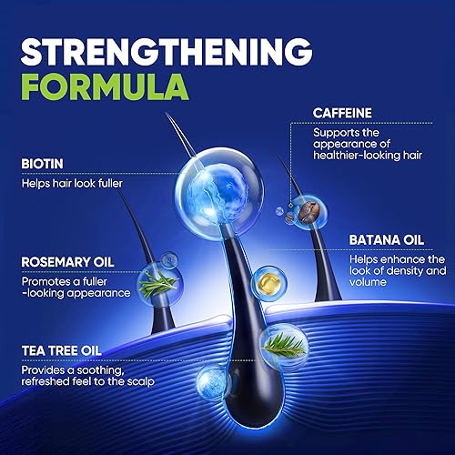 Miniatura 4 de Svvimer Champú para el crecimiento del cabello para hombres, champú espesante de biotina con aceite de árbol de té de romero, cafeína para pérdida y