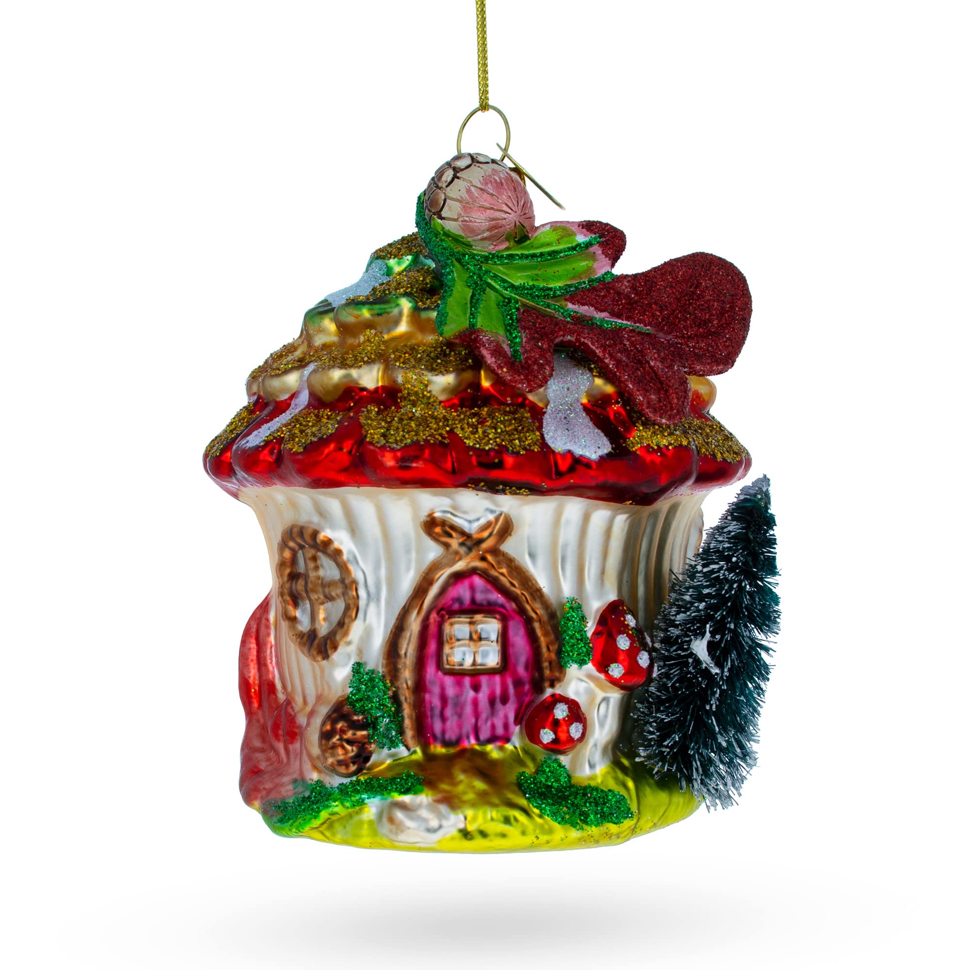 Maison de fée en verre Décoration de Noël BestPysanky pour sapin
