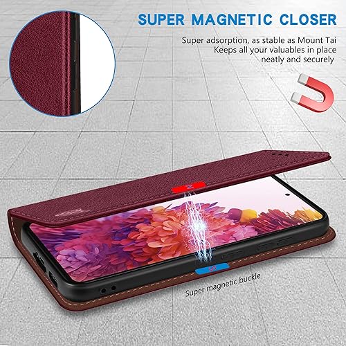 Miniatura 18 de ZZXX Funda tipo cartera para Samsung Galaxy S20 con bloqueo RFID, soporte de ranura para tarjetas, funda protectora de cuero magnético fuerte