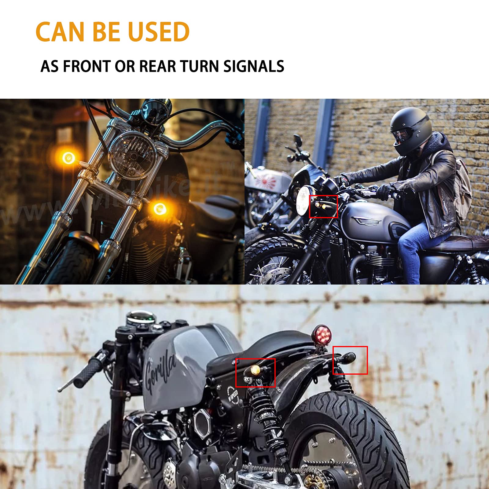 4 x Indicatori di Direzione Mini Frecce Fanali Impermeabile Antiurti per Moto Bobber Scooter Cruiser Quad Off Road.