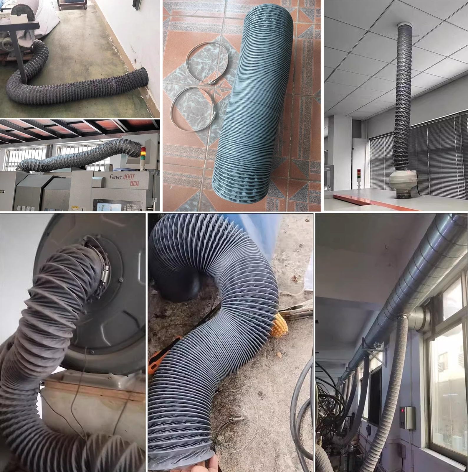Tubo di Scarico Tubo Flessibile di Ventilazione con Fascette Condotto Flessibile per Asciugatrice e Cappe Aspiranti Kit di Raccordo Flessibile per Asciugatrice(8m(23ft),Dia- 250mm(9.8in))