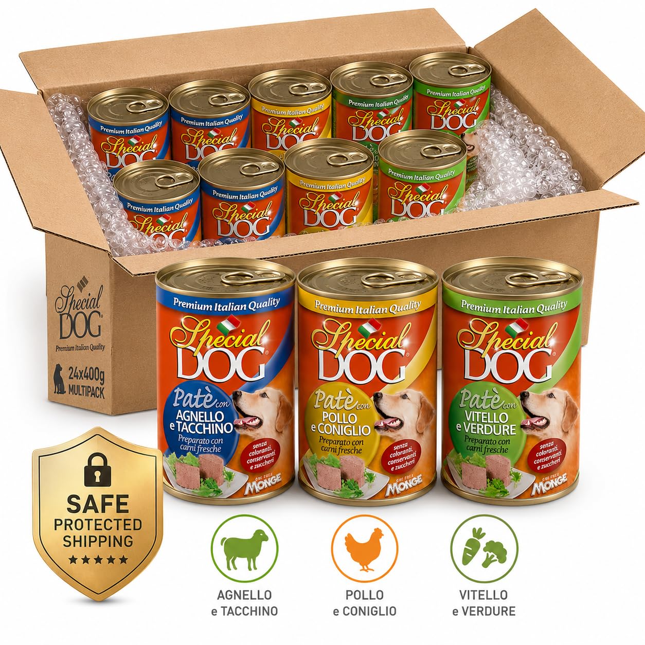 MONGE SPECIAL DOG PATÉ DA 400 GR. CANE ADULTO - CIBO PER CANI - (Gusto, 8X)