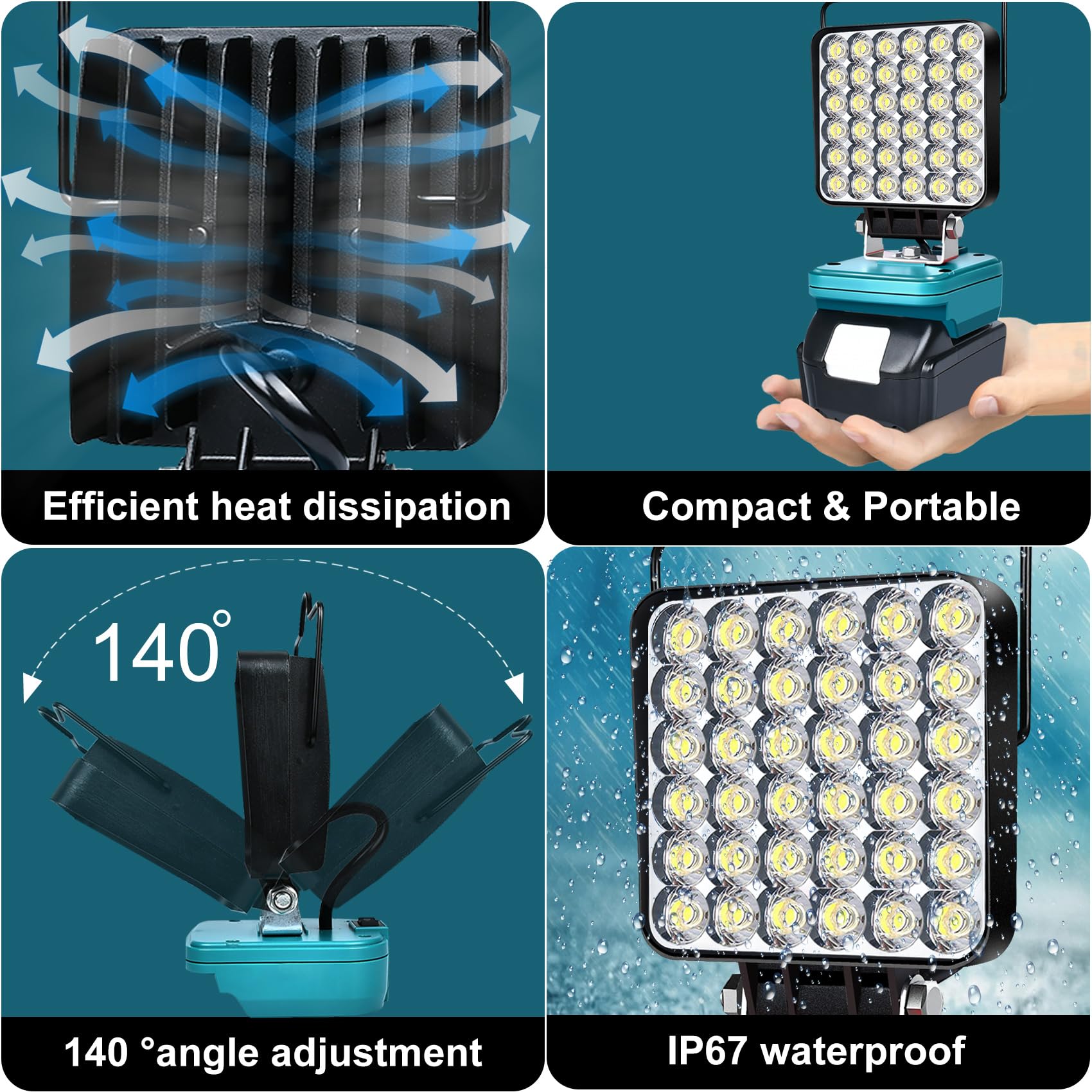 Lámpara De Trabajo Recargable Para Makita 18V – Luz Superbrillante Con Puerto USB Y Type-C