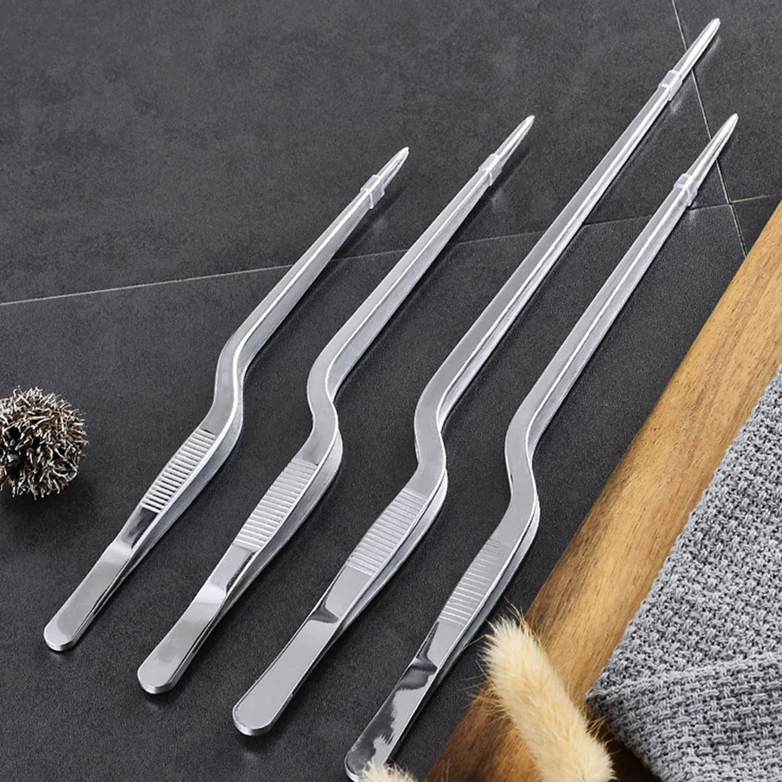 Kochzange 1 Stück Größen Küchenpinzette BBQ Lebensmittel Pinzette Clip Zange Edelstahl Tragbar für Picknick Fleisch Grill (30cm)