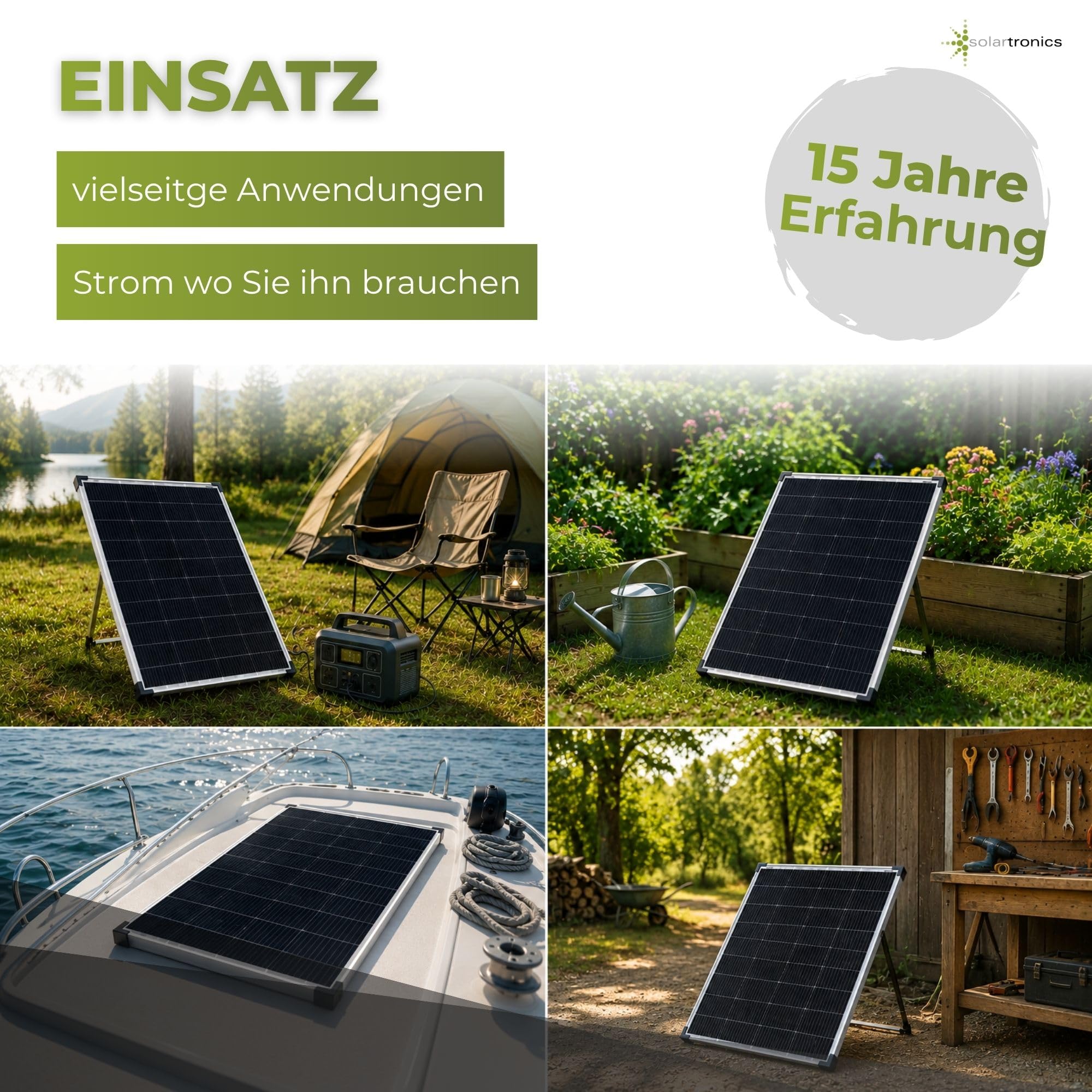 SOLARTRONICS Solarpanel 130W Monokristallin Bifazial Schwarz Silber | Glas-Glas 890 x 770 x 35 mm 7,05 kg 6,31 A