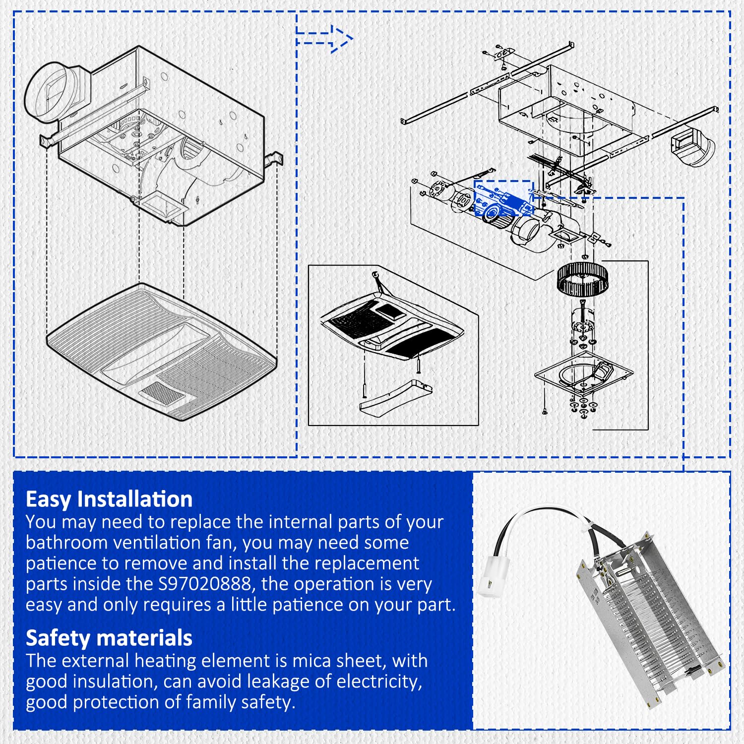 Blower Assembly Broan Bathroom Heater Parts Bathroom Fan With