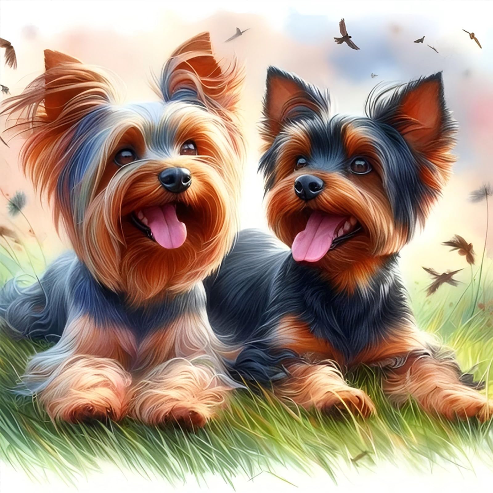 Poetrydraw Light Dog Friend Full Diy 5D Round Drill Gem Art Diamond Art Painting Kits For Adults/Beginners Gift Idea Home Wall Decor Diamond Crystal Rhinestones Painting Kits 15.75 X15.75 In
