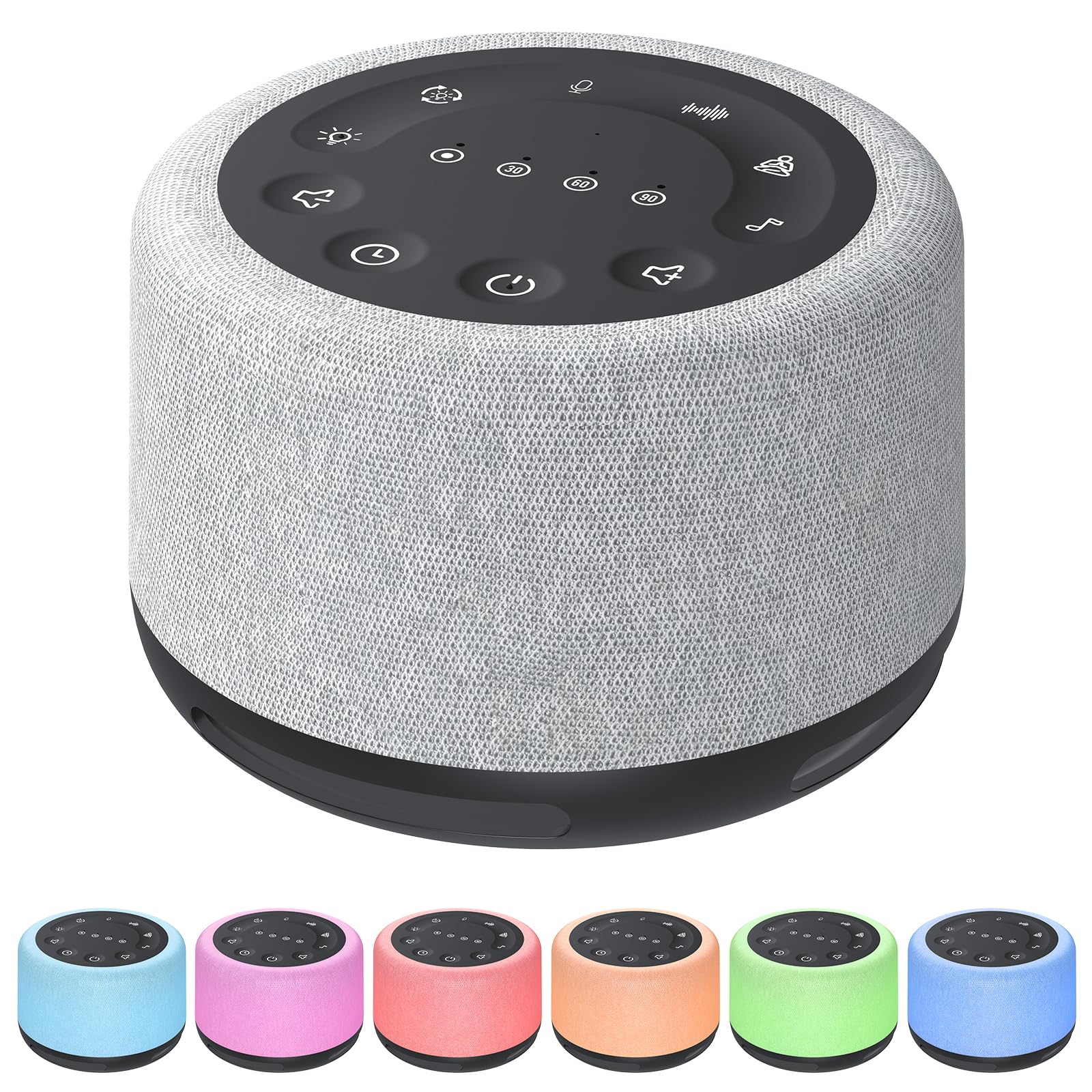 FUNYKICH White Noise Machine, 30 Klänge, Atemtraining, Aufnahmefunktion, 7 Farblicht & Atemlicht, Wireless Lautsprecher,Wiederaufladbare Batterie,Einschlafhilfe für Schlafen Entspannen Meditation Yoga