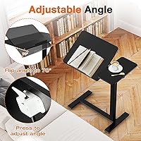 Vista 5 de Sweetcrispy Escritorio Pequeño de Pie Mesa Rodante con Altura Ajustable, Soporte Móvil para Laptop con Ruedas, Estación de Trabajo Portátil de Negro