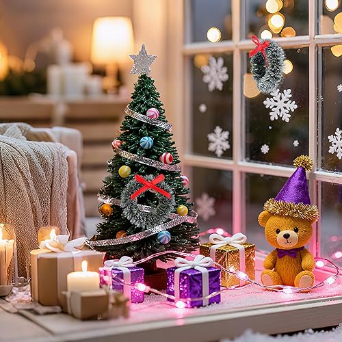 Miniatura 8 de DECHOUS 60 mini coronas artificiales de Navidad, mini coronas de Navidad de 1.6 pulgadas para manualidades, casa de muñecas en miniatura 112,