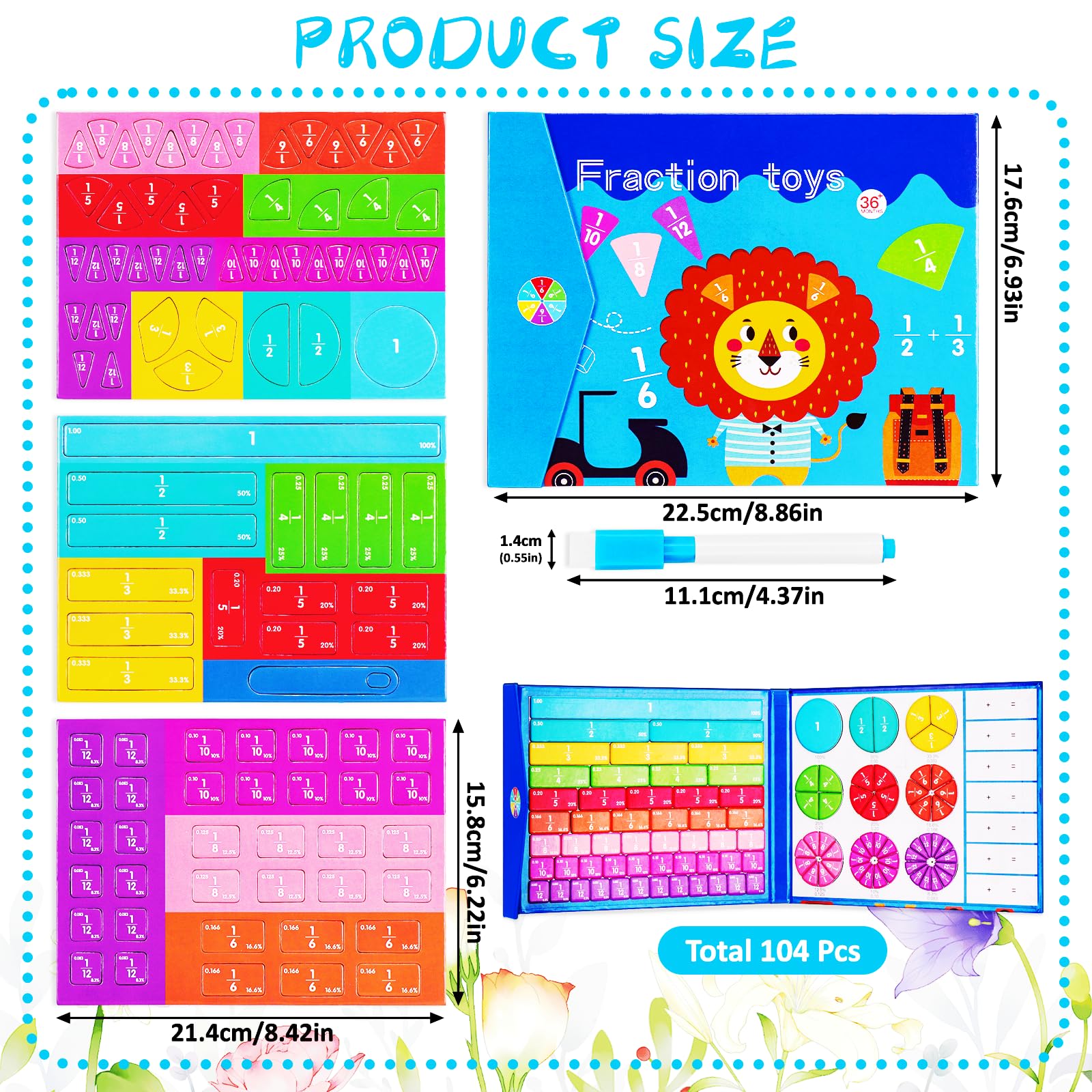 Homgaty Magnetic Fraction Tiles & Circles with Activity Explorer Board - Image 3