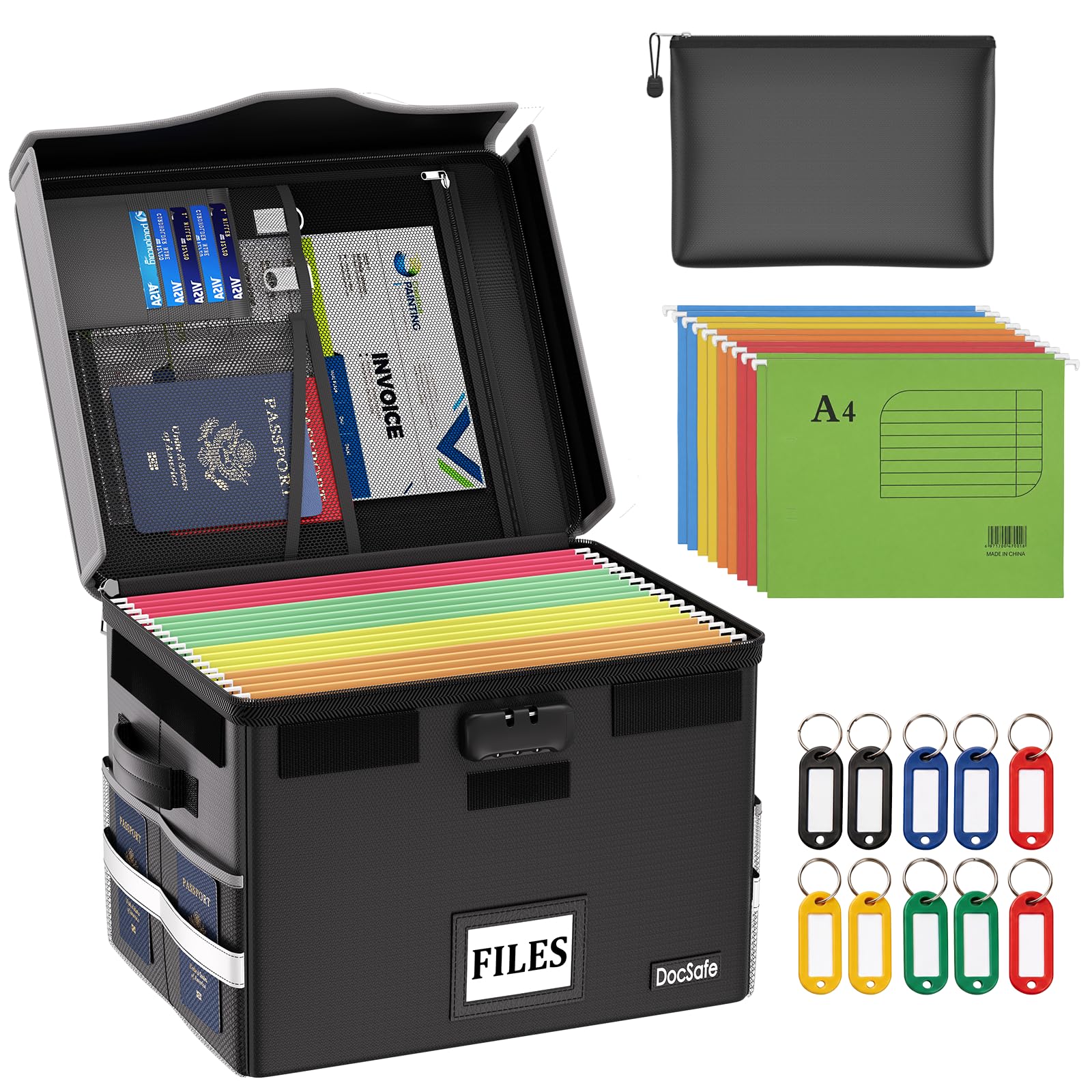 DocSafe Fireproof Estate Planning Kit with 10 Suspension Files & Key Tags