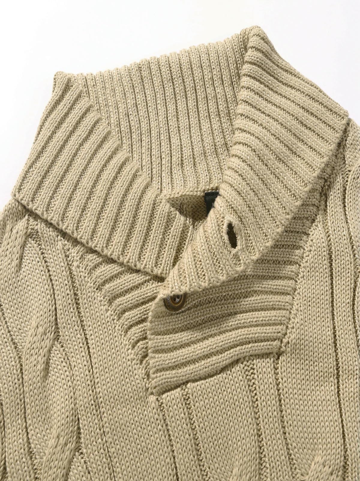 Jersey HombresuéTer Hombre Suéter De Punto Acanalado para Hombres Solapa Negocios Maduro Otoño Invierno Moda Y Adecuado Varios-Caqui-s
