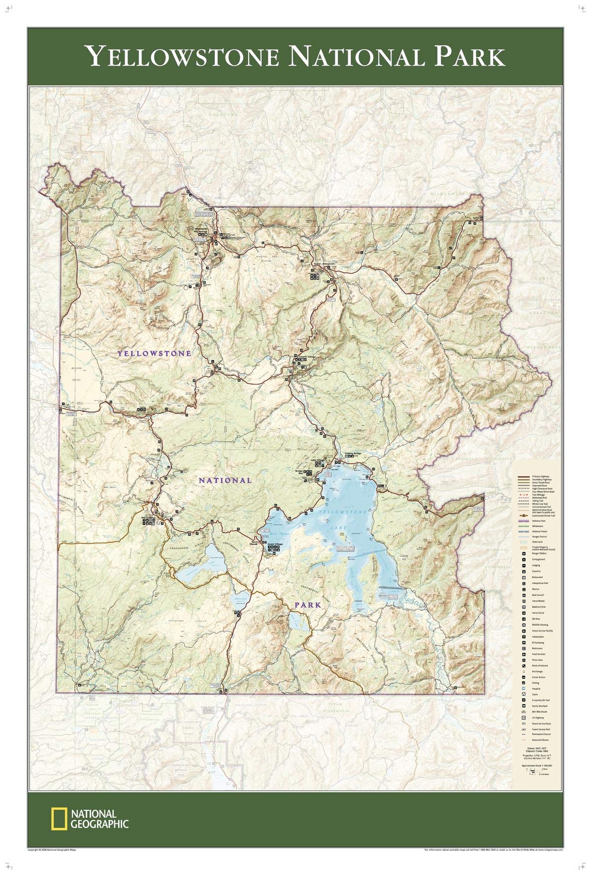 Amazon | ナショナルジオグラフィック:イエローストーン国立公園壁地図