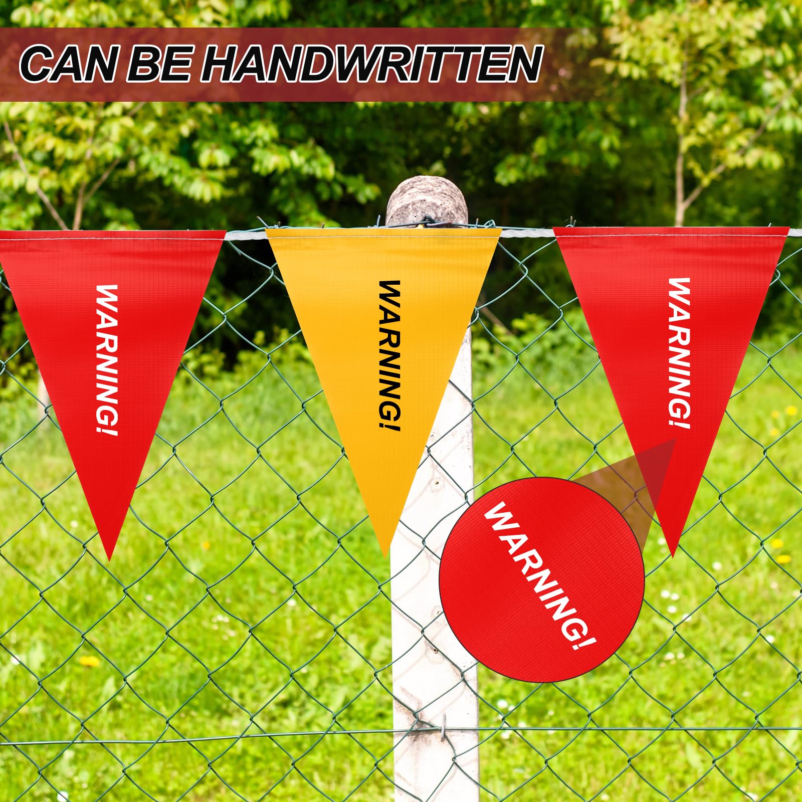 QUARKZMAN 102Ft Fanions Banderoles Drapeaux, 7"x10" Drapeaux Signalisation Banderoles Avertissement Marquage 500lbs Resistance pour Barriere (Jaune/Rouge, 45 Drapeaux)
