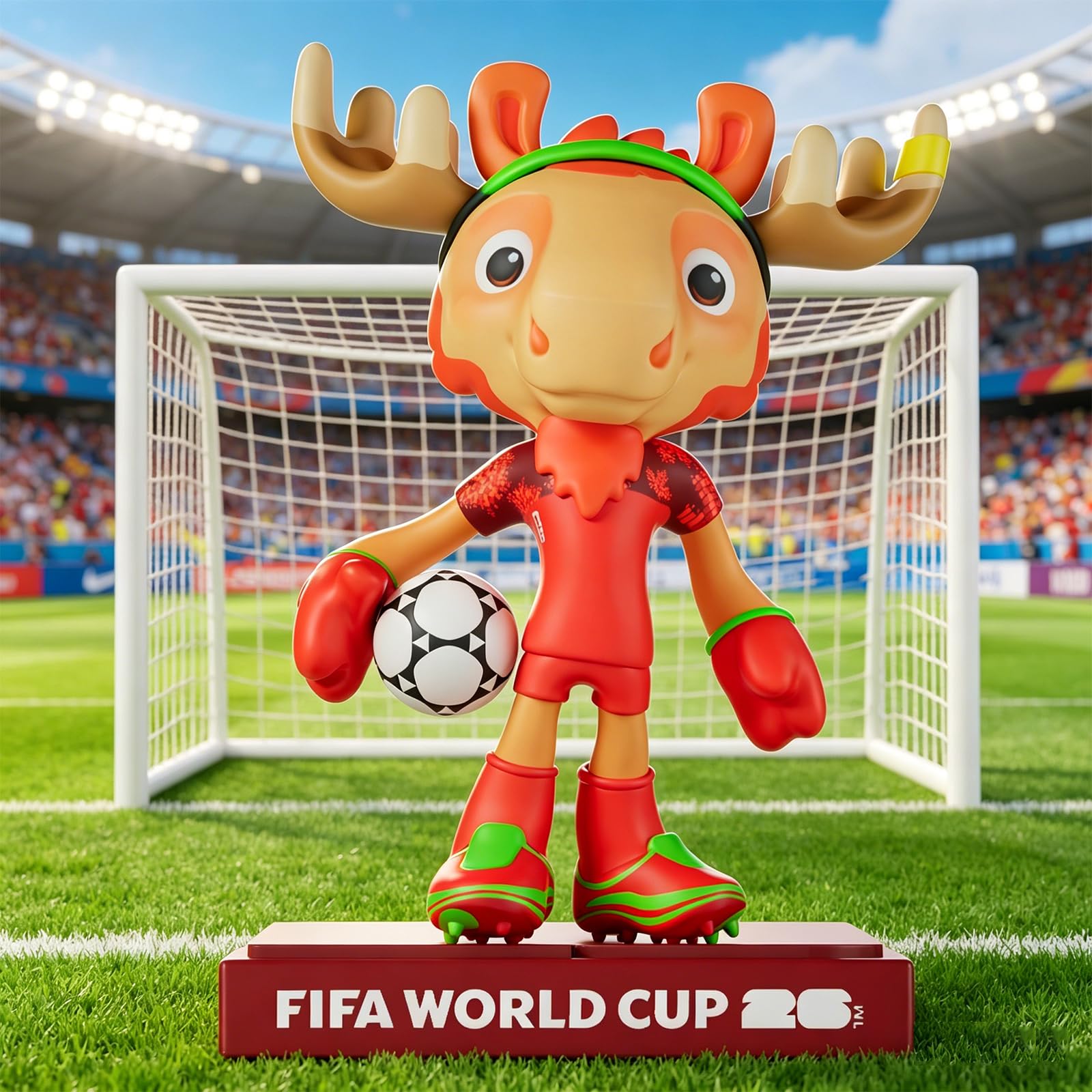 Sanyetral FIFA World Cup 2026 3PCS Figuras de Mascota Juego de Conjunto Base B (9 cm) para Exhibición, Incluye Clutch, Zayu, Maple