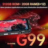 DOOGEE S118 Telephone Portable Incassable 2024, 20Go + 512Go Smartphone Incassable Helio G99 Android 14, 10800mAh/33W, 120GHz 6.58" FHD+, 50MP+12MP Version Nuit Antichoc, IP68/ IP69K/ 4G Dual SIM/NFC - 2
