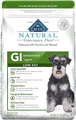 Blue Buffalo Natural Veterinary Diet GI Gastrointestinal Support Low Fat Dry Dog Food, Whitefish 22-lb bag