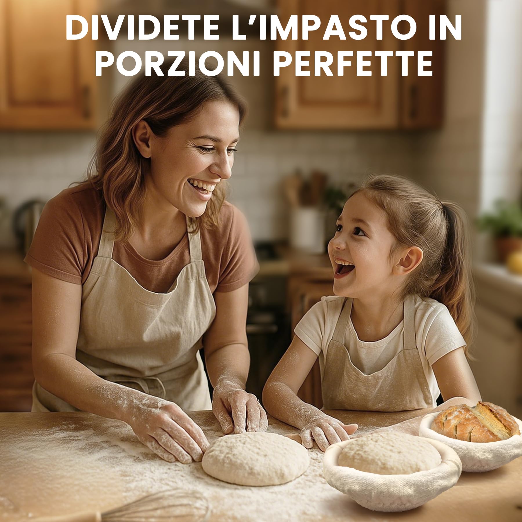 Mini cestino per lievitazione Banneton (14 cm, set di 6), in corda di cotone naturale, cestino piccolo e fodera, cestino per lievitazione di lievito naturale per ciotole per pane e piccoli pani