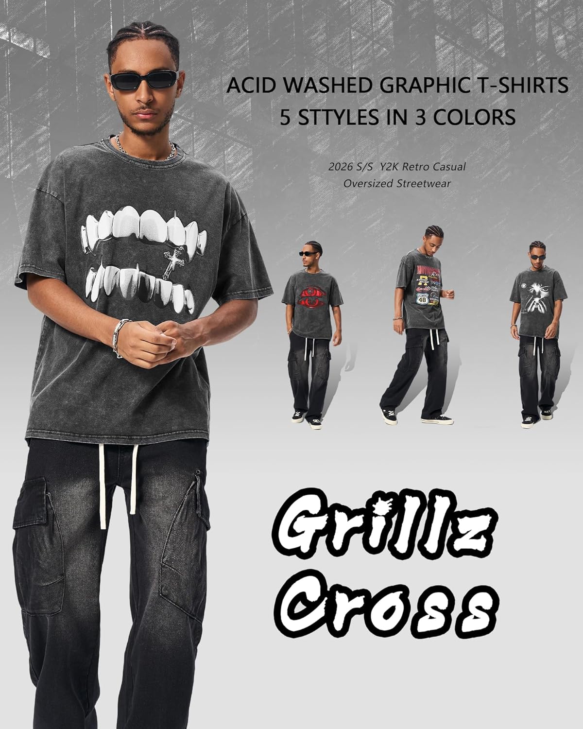 Graphic Tees Acid Washed Y2K Vintage Oversized Streetwear Cotton Short Sleeve T-Shirt Tops for Men Women - Image 5