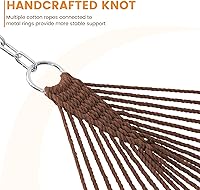 Vista 4 de Lazy Daze Hammocks Hamaca de doble cuerda, hamaca tradicional de cuerda de algodón tejida a mano para 2 personas con barra separadora, mosquetones