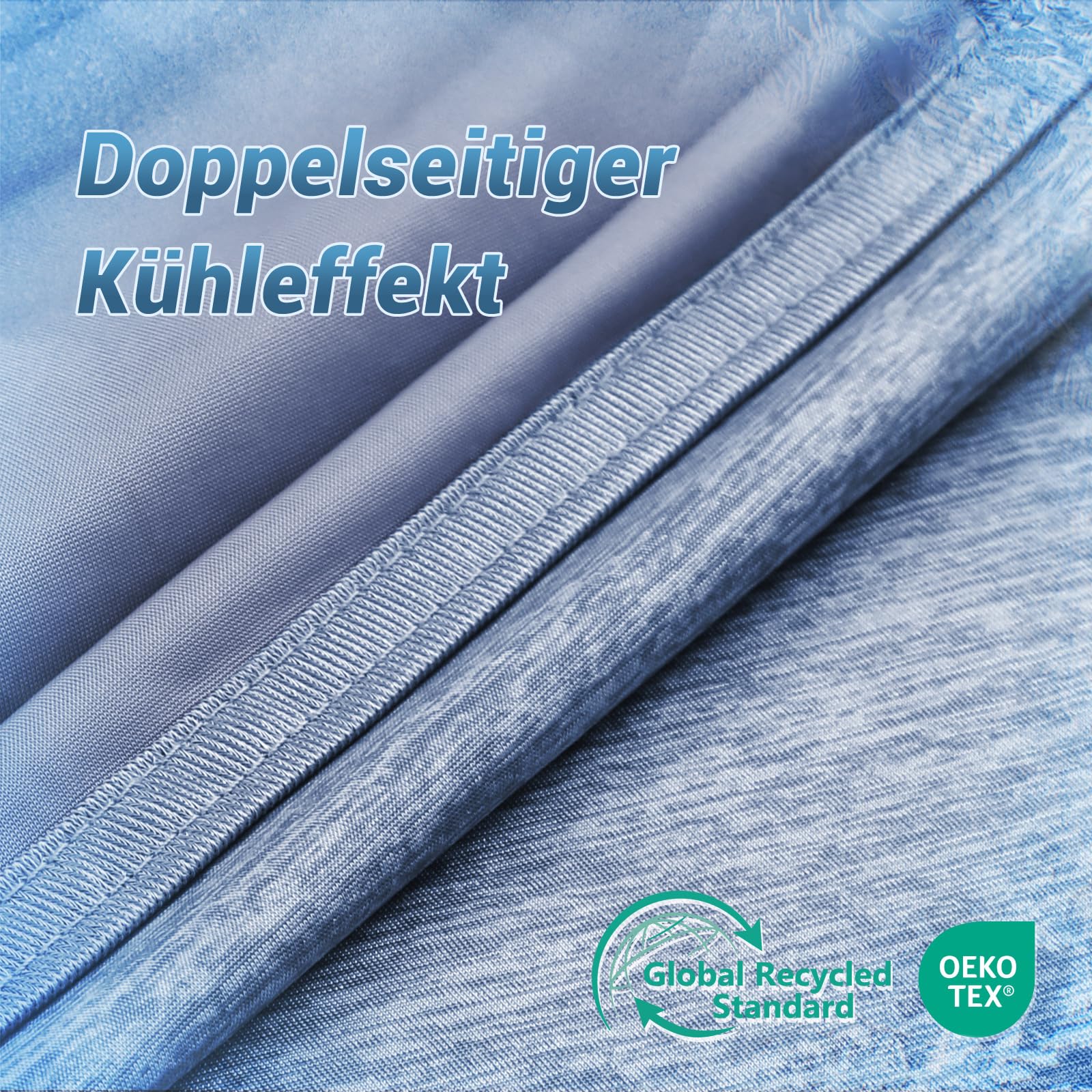 Elegear Kühldecke 200 x 220cm, Japanische Arc-Chill 3.0 Q-Max>0,5 Kühlfasern Selbstkühlende Sommerdecke, Doppeltes Kältegefühl absorbiert Körperwärme, kühlende Decke für Menschen Dünne Wohndecke Blau