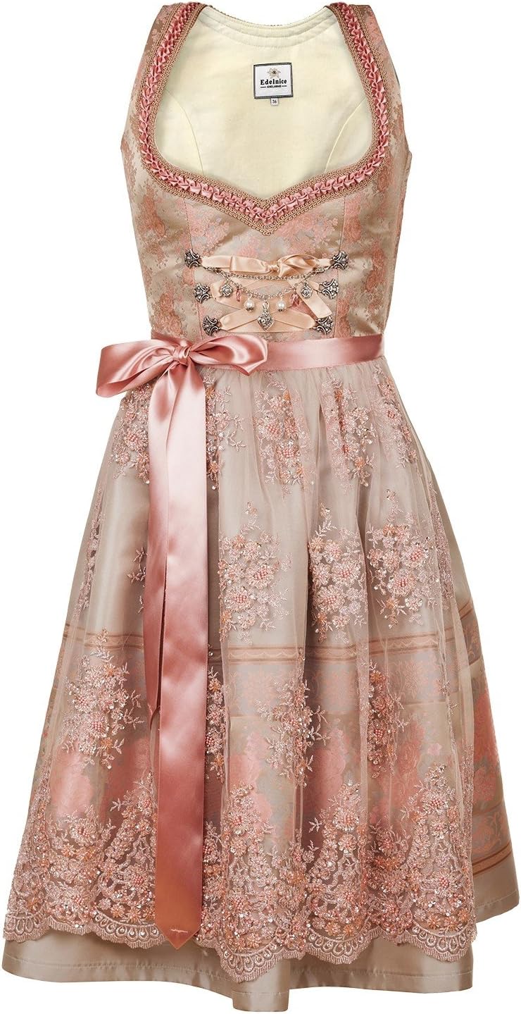 Edelnice TrachtenmodeBavarian Women's Designer Midi Dirndl Rosalie Dress 2-Pieces + Apron Size US2-US22