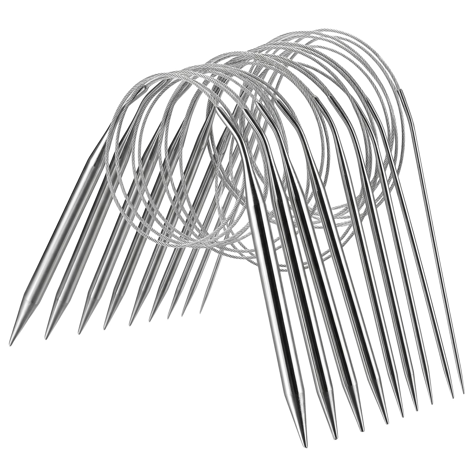 9Pcs Circular Knitting Needles Set 120cm Long Stainless Steel Round Knitting Needles Set 2.0-6.0mm Knitting Needle for Socks Hats Scarves DIY Craft Projects Beginners Professionals (120cm)