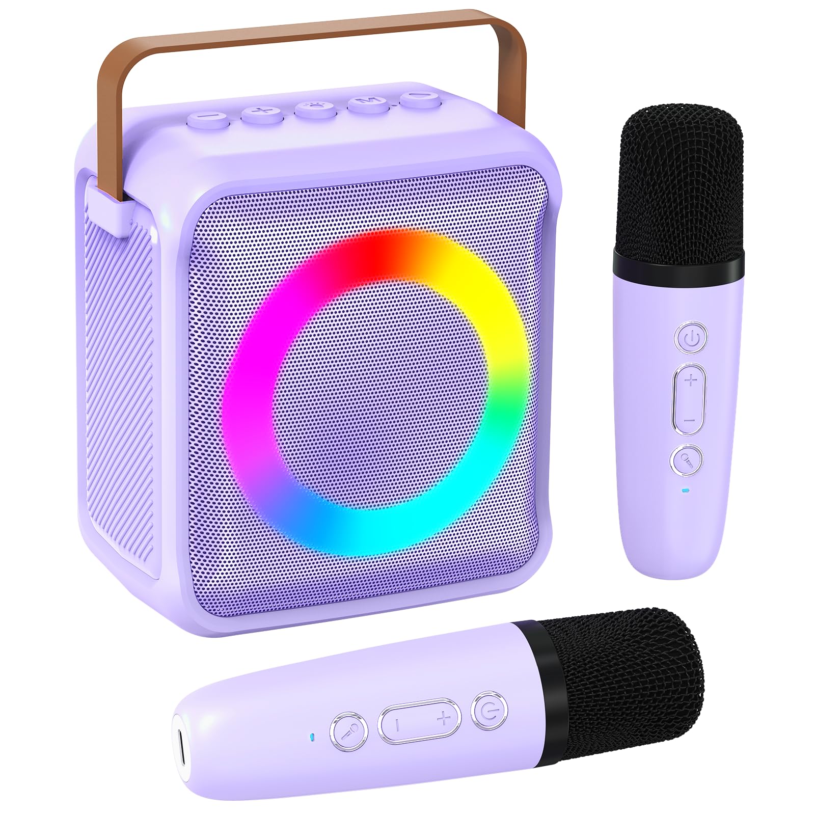 Ankuka Juguetes de Karaoke para niños y Adultos con 2 micrófonos, máquina de Karaoke portátil con luz LED y Efectos de Cambio de Voz, Regalos para niños de 3 a 18 años, Fiestas de cumpleaños