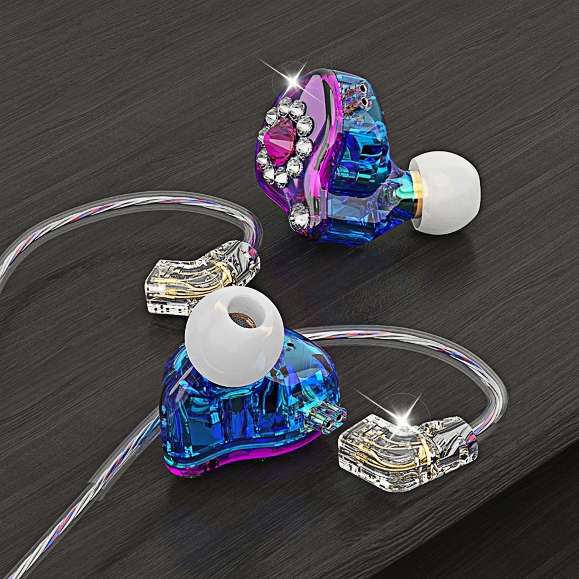 HJX QKZ AK6 Spark przewodowe słuchawki HiFi z mikrofonem, słuchawki do gier, słuchawki IEM, dla piosenkarzy, muzyków, membrana kompozytowa PET 11 mm, dynamiczne (kolorowe)