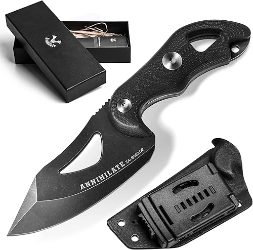 ZUNE LOTOO Cuchillo táctico de hoja fija para hombres de grado militar, 8.27 pulgadas, cuchillo de caza táctico de supervivencia recto de acero D2