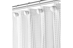 Waffle Fabric White Shower Curtain Set