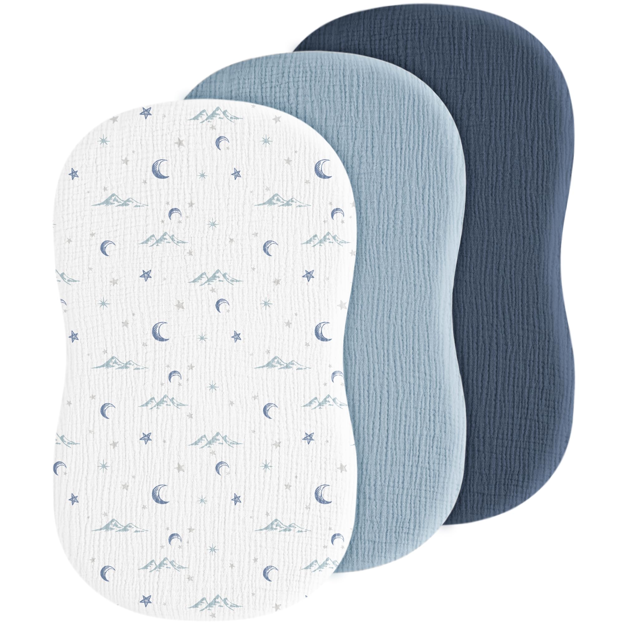3 Pack Baby Muslin Bassinet Sheets for Boys and Girls, 32 x 16 in