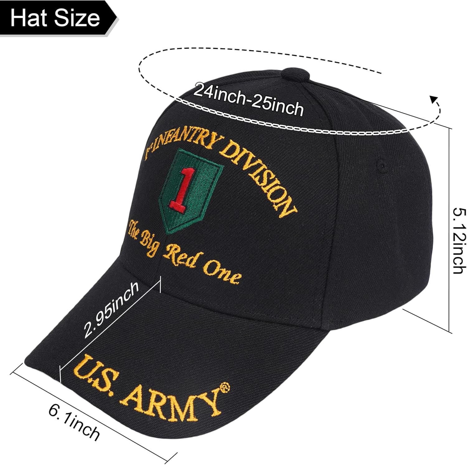 Army 1ST Infantry Division The Big RED ONE Direct Embroidered Hat - Black - Image 2