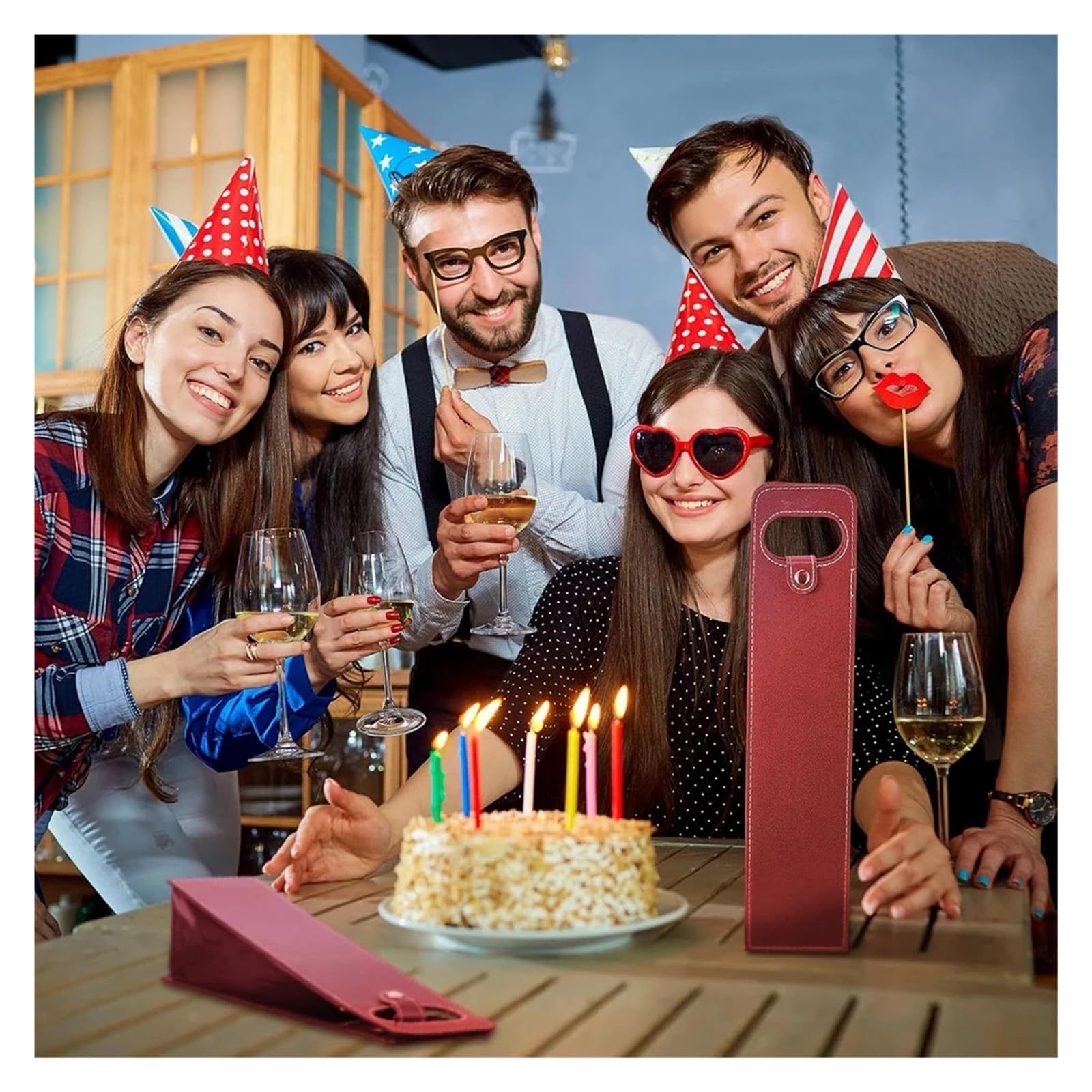 Lot de 4 sacs à vin réutilisables en cuir pour bouteille de bière, sacs cadeaux pour mariage, fête d'anniversaire, sac de rangement de vin, marron, One Size, Style unique
