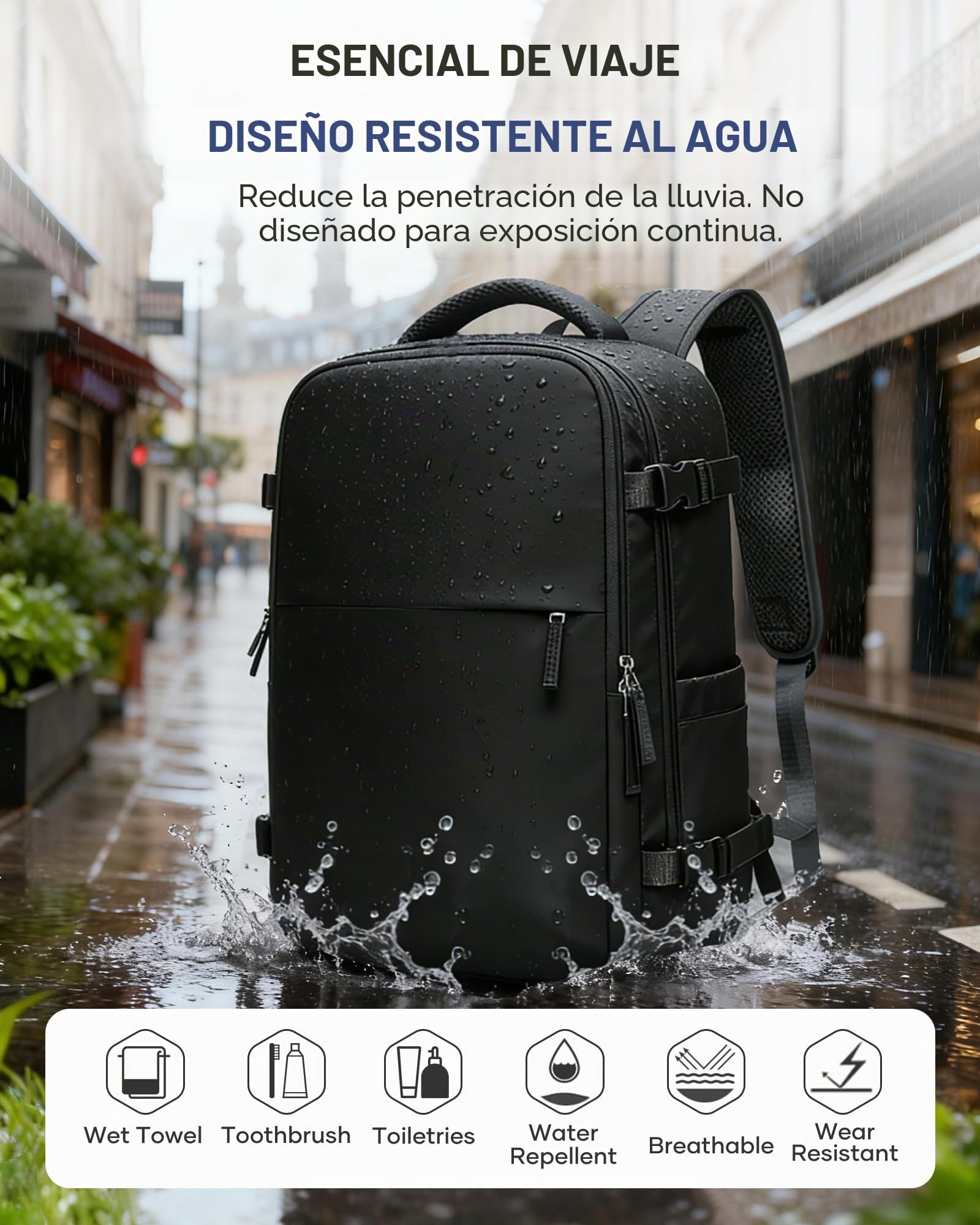 Mochila al Vacío con Bomba Mochila Viaje Cabina Avion con Compresión al Vacío Airbag, Impermeable, Equipaje de Mano para Hombre Mujer - Negro