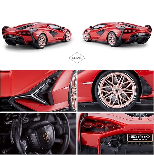 Vista 6 de RASTAR Coche RC Lamborghini Sián FKP 37 1/14 Coche De Control Remoto, Lamborghini RC Juguete para Niños - ROJO