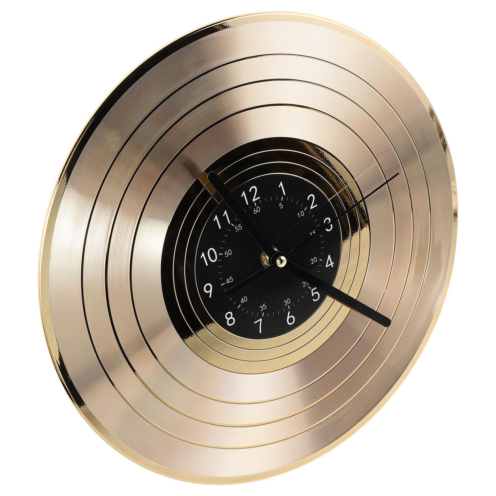 Horloge murale rétro disque vinyle dorée pour salon et chambre