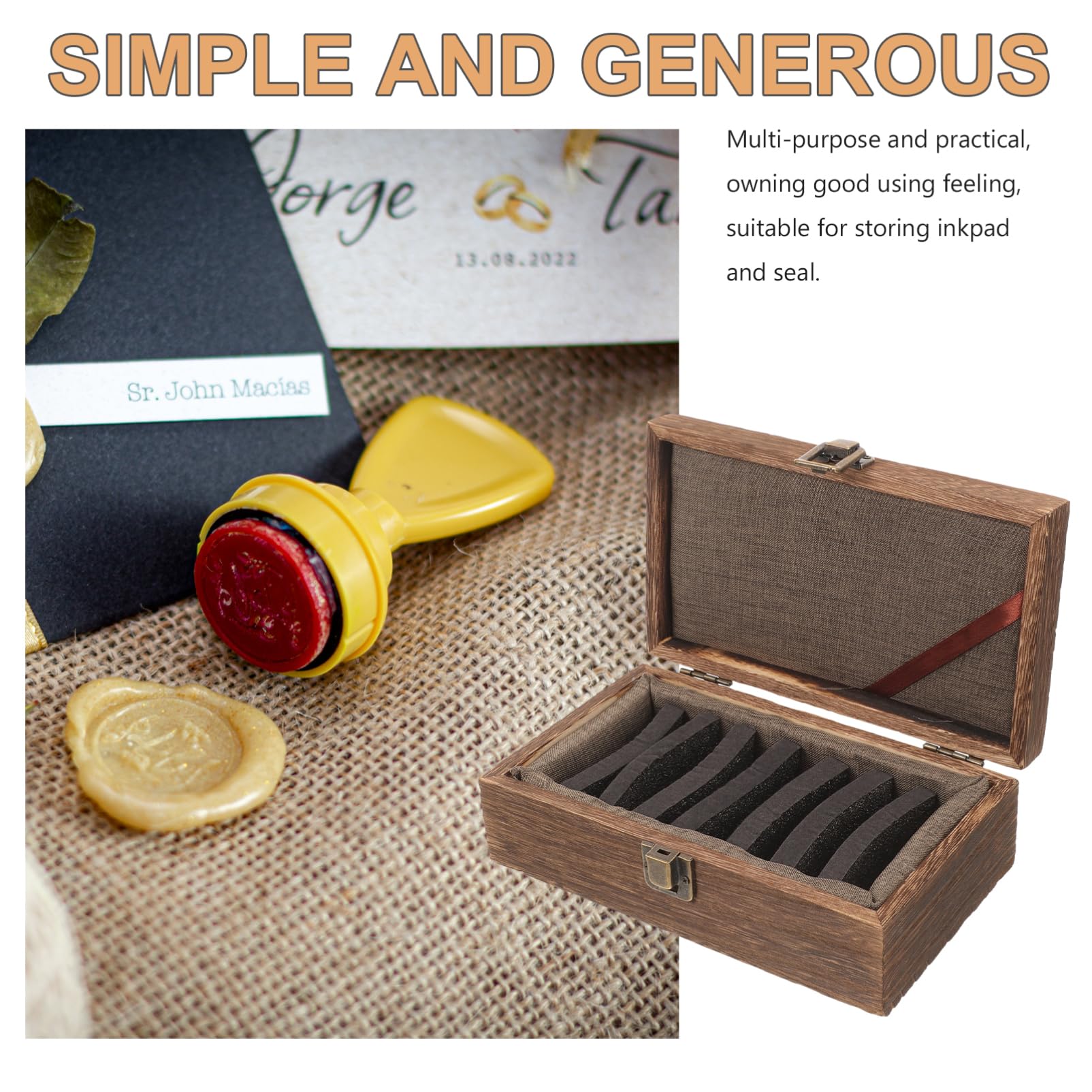 Healvian 4 Pezzi Scatola Legno per Calligrafico con Scomparti Organizer per Timbri e Umidità Leggera e Pratica per Inchiostri e Timbri Design Legno Carbonizzato