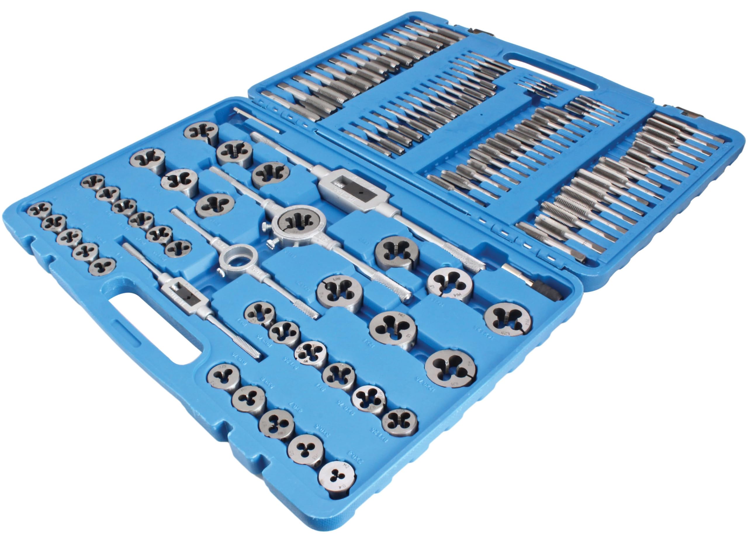 Juego de Machos y Terrajas 110 Piezas M2–M8 – Kit Profesional para Roscar, Reparar y Crear Roscas en Metal con Maletín – Incluye Portamachos, Porta Terrajas y Accesorios
