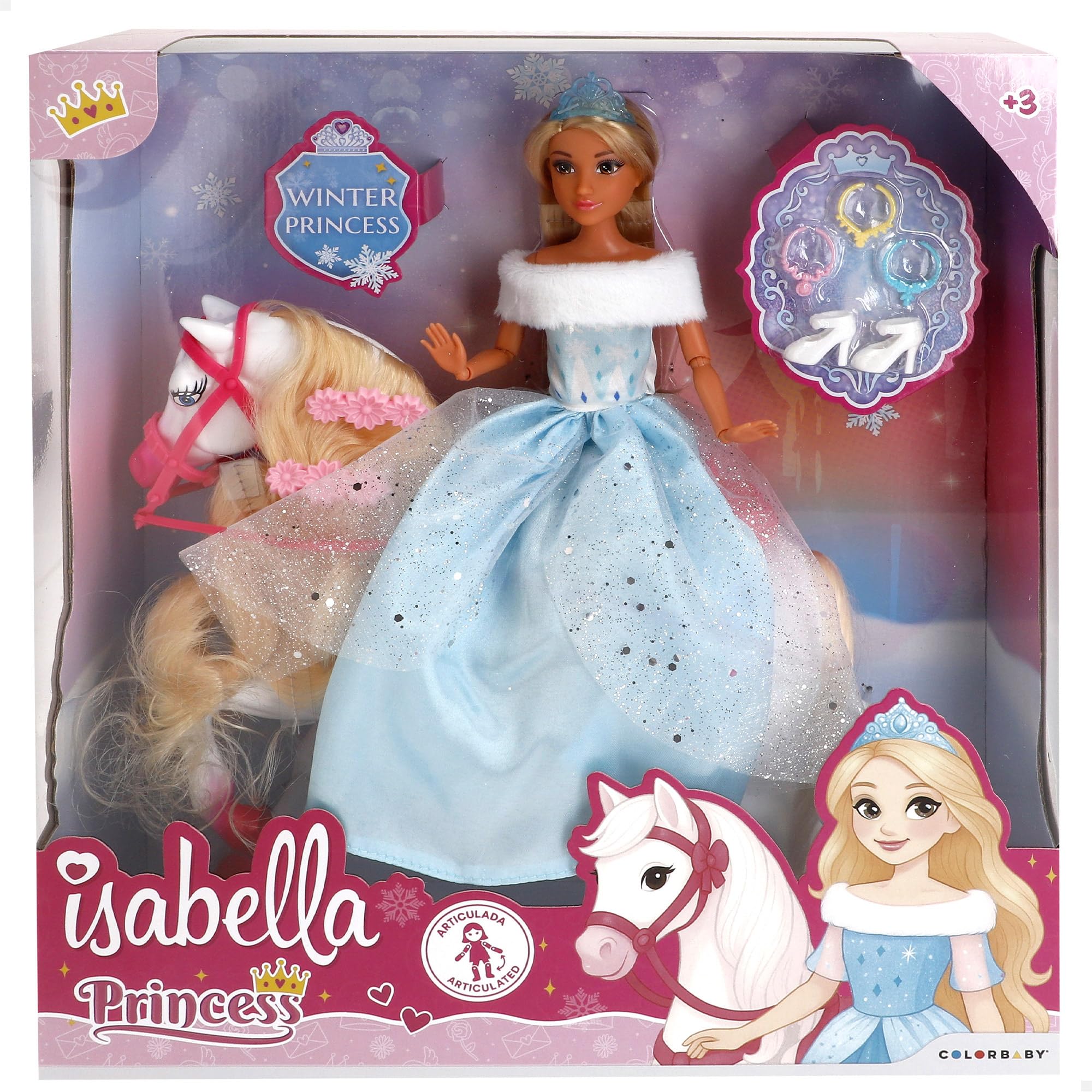 Poupée Princesse Isabella avec Cheval et Accessoires - ColorBaby