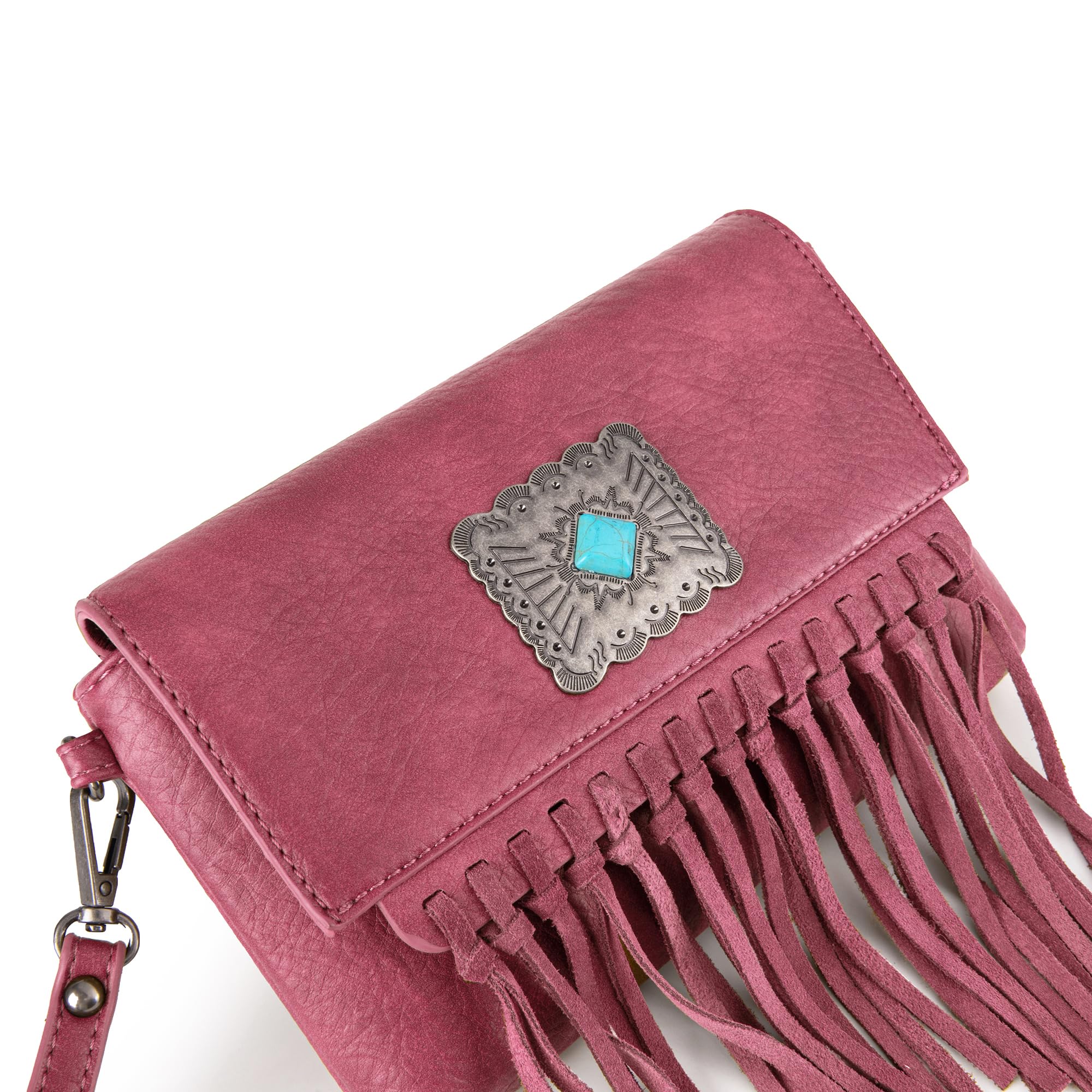 Wrangler Crossbody Small Purse for Women Wristlet Fringe Bag Western Purse