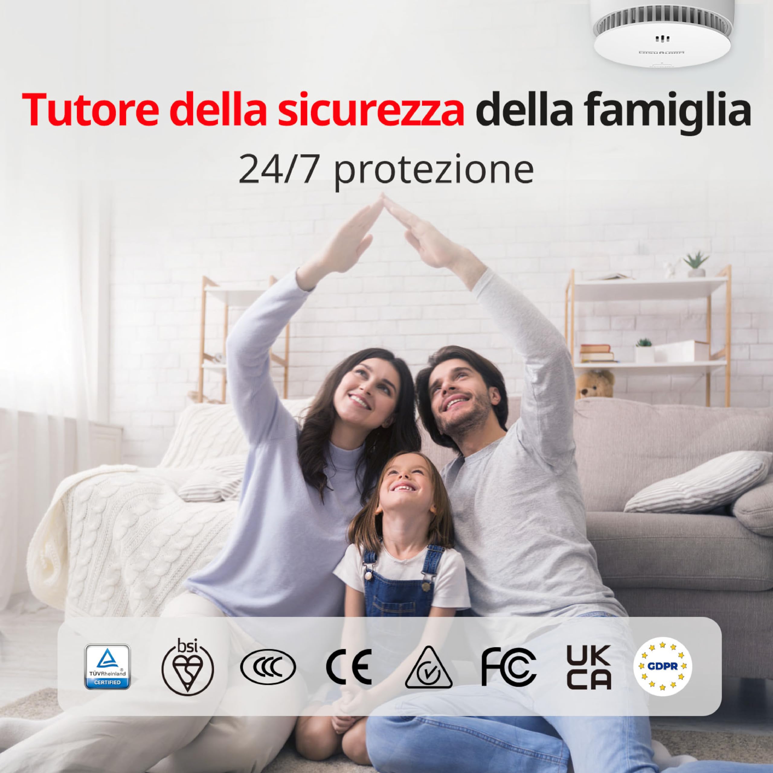 Rilevatori di fumo per casa, batteria 10 anni, allarme antincendio con pulsante test/silenzioso, rilevatore di fumo certificato TUV conforme alla norma EN14604 (2 pezzi)