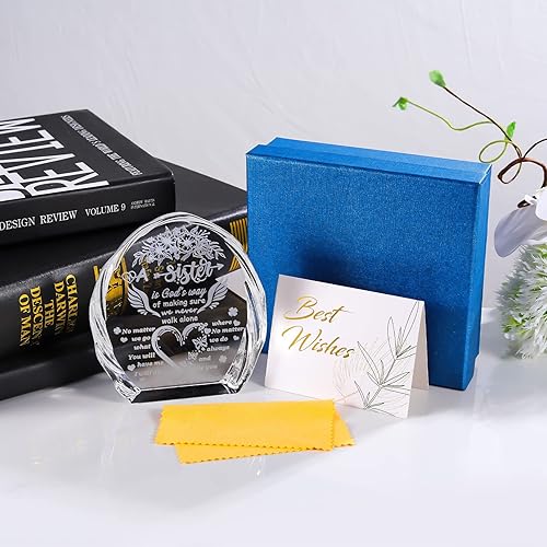 Miniatura 6 de Regalos de cumpleaños para hermanas de hermana de hermana hermano, recuerdos de cristal para mi mejor hermana, regalos de Navidad para mujeres