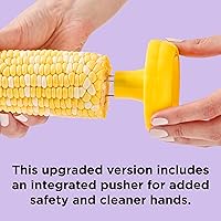 Vista 5 de Chef’n Cob Plus pelador y destripador de maíz para mazorca de maíz, con empujador de seguridad incorporado