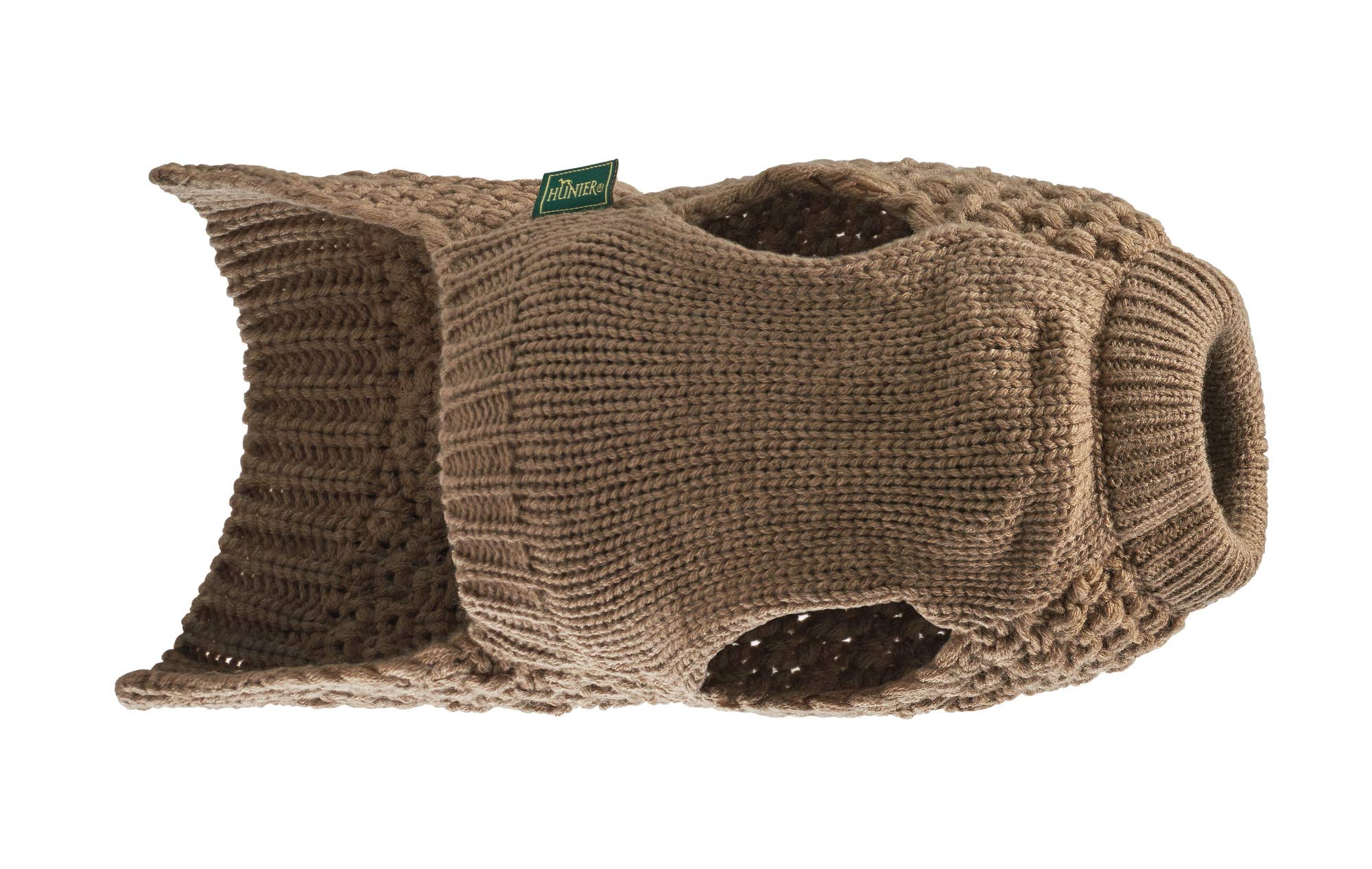 HUNTER Hundepullover MALMÖ, Farbe: beige, klassisches Zopfstrick-Muster, wärmend & bequem, elastisch für optimalen Sitz, reflektierend für mehr Sichtbarkeit, waschbar bei 30°C, Größe: 40