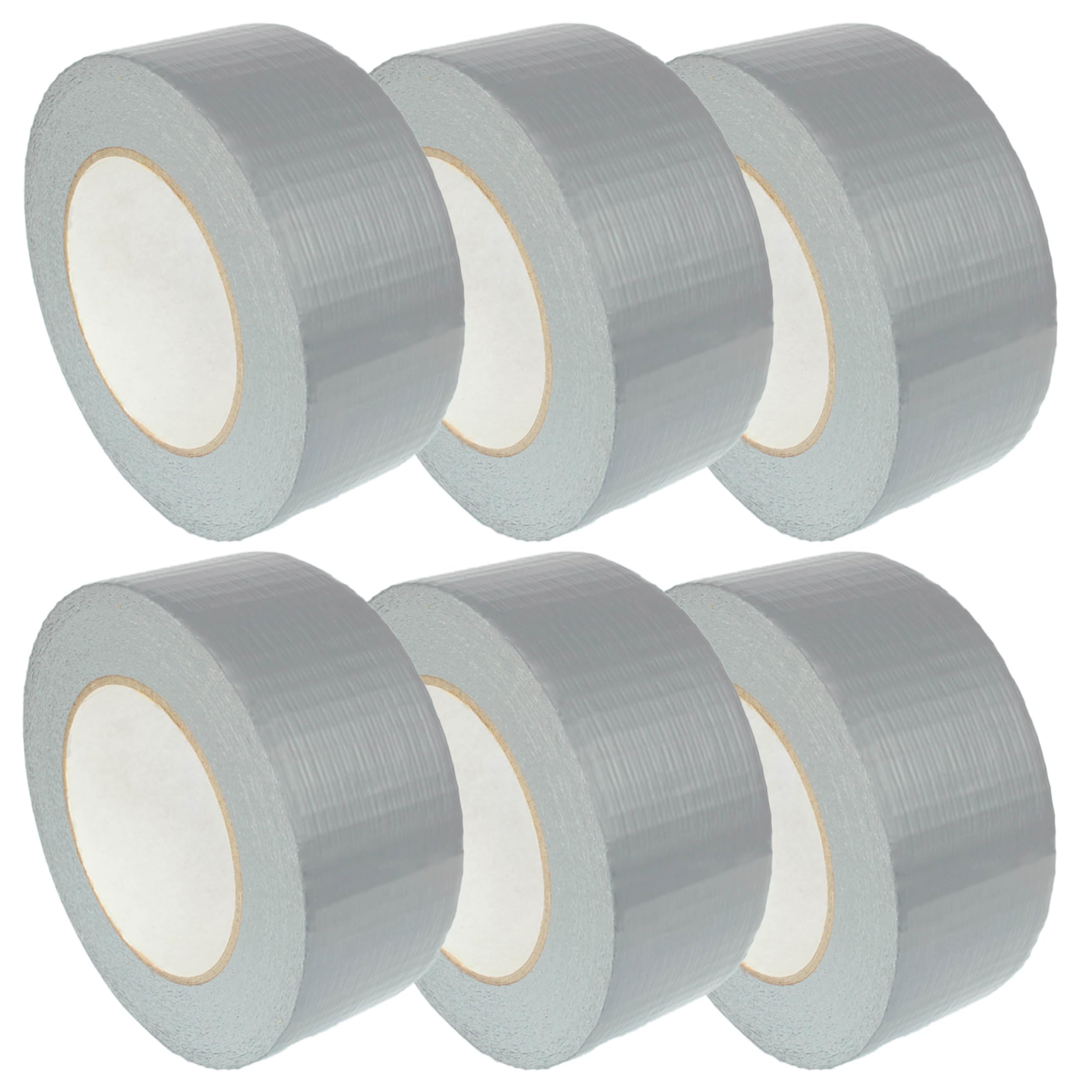 KLEBESHOP24 Gewebeklebeband 6 Rollen, silber 75 mm x 50 m | Gewebeband aus PE, Panzertape, stark klebend, handreißbar