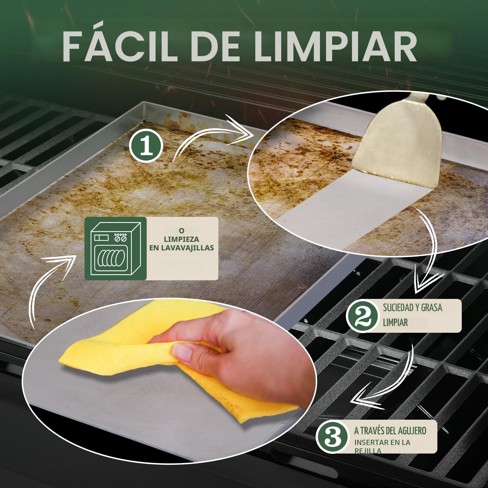 Plancha Barbacoa de Acero Inoxidable Universal para Barbacoa de carbón, Parrilla de Gas y más, Rectangular, accesorio de barbacoa, regalo para hombres 28 x 20 x 3cm