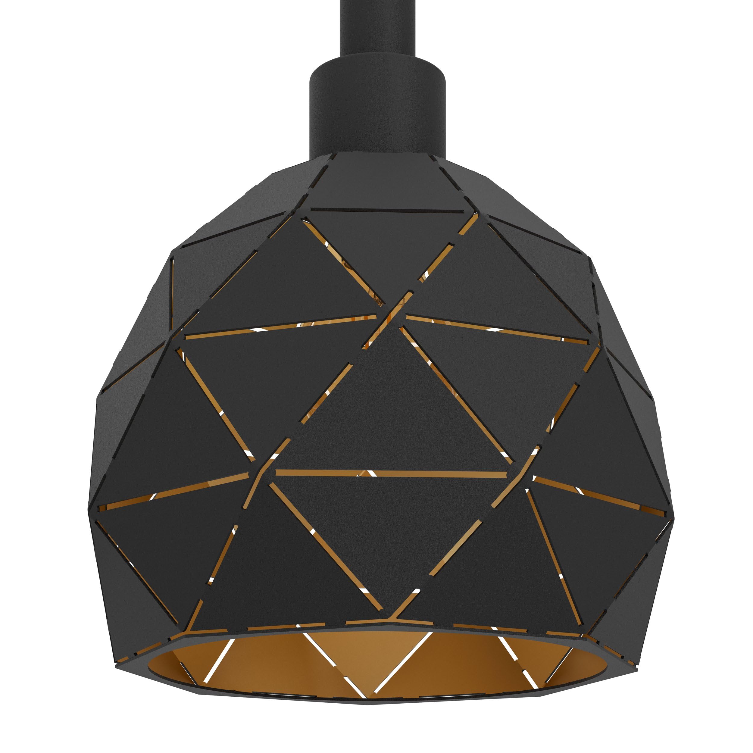 EGLO Pendellampe Roccaforte, 3-flammige Pendelleuchte | Hängelampe aus Metall in Schwarz und Gold, E14 Fassung