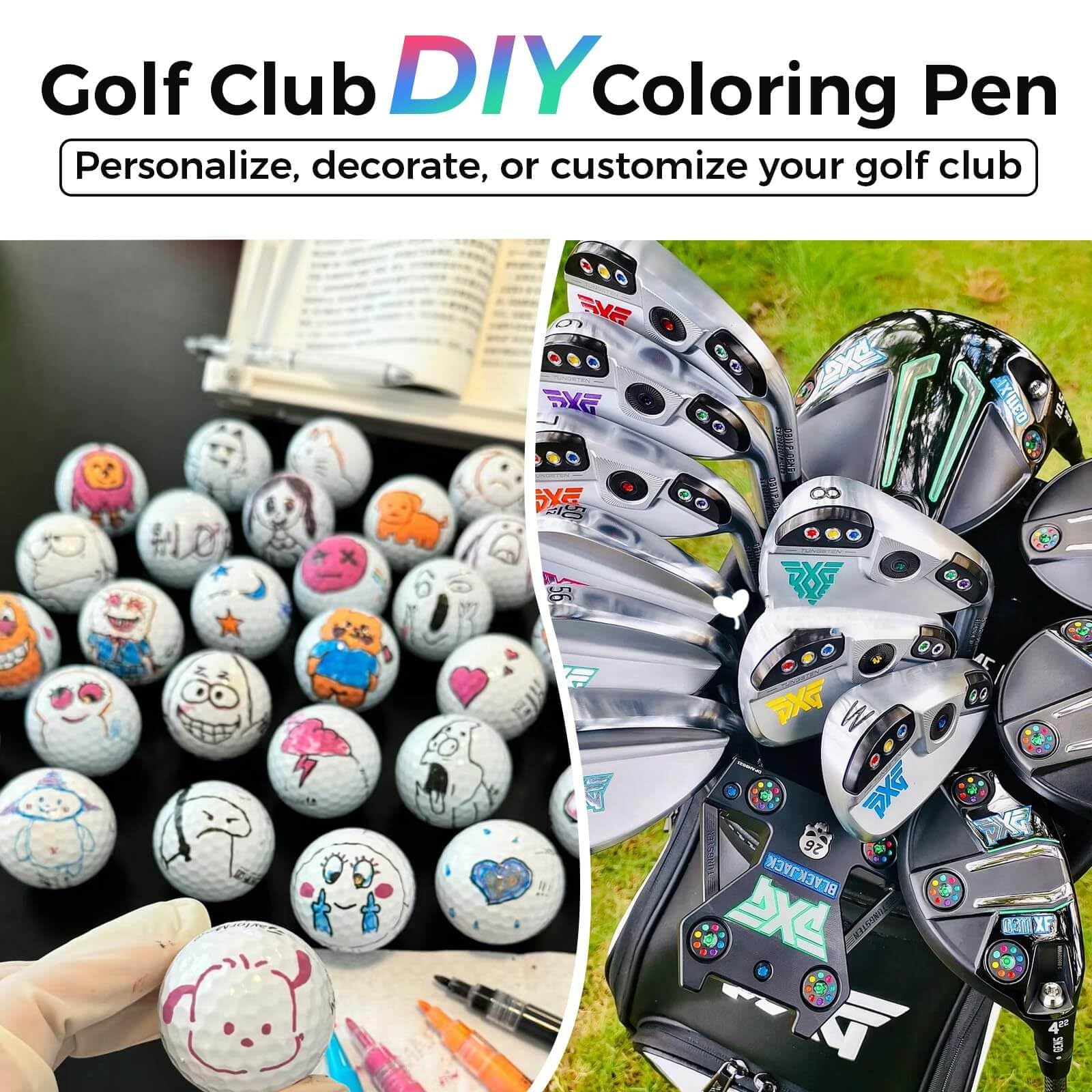 9 Stück DIY Golf Marker Stifte zur Gestaltung & Personalisierung - Kreatives Set für Golfschläger & Golfbälle, Wasserfeste Markierungsstifte, Originelle Golf Geschenke